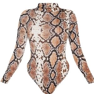 SNAKE Print Bodysuit TAN